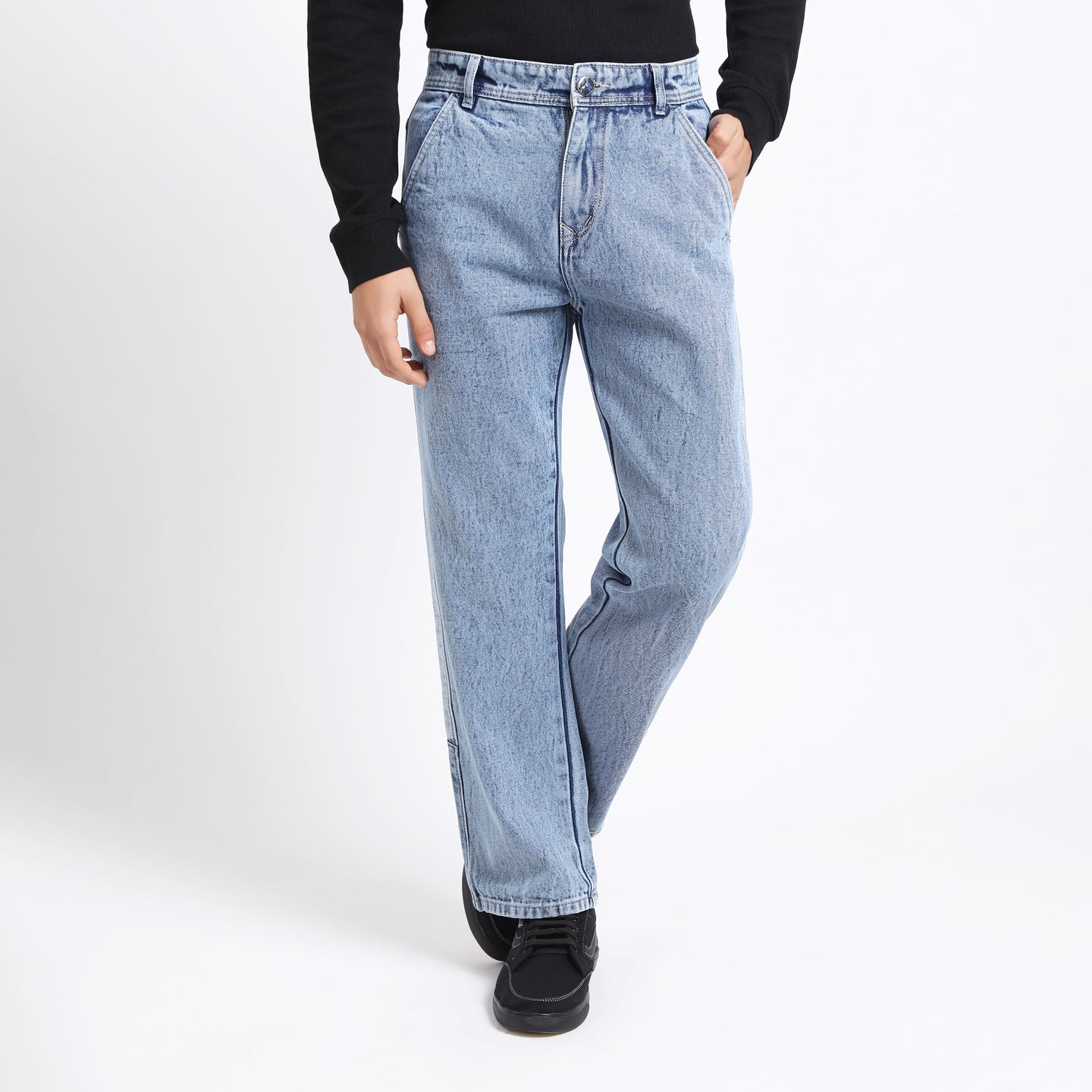 MID BLUE BAGGY FIT JEAN TEDDY 4790-2